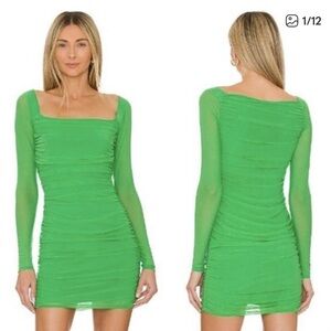 Majorelle Mesh Long Sleeve Dress in Green Apple - NWT